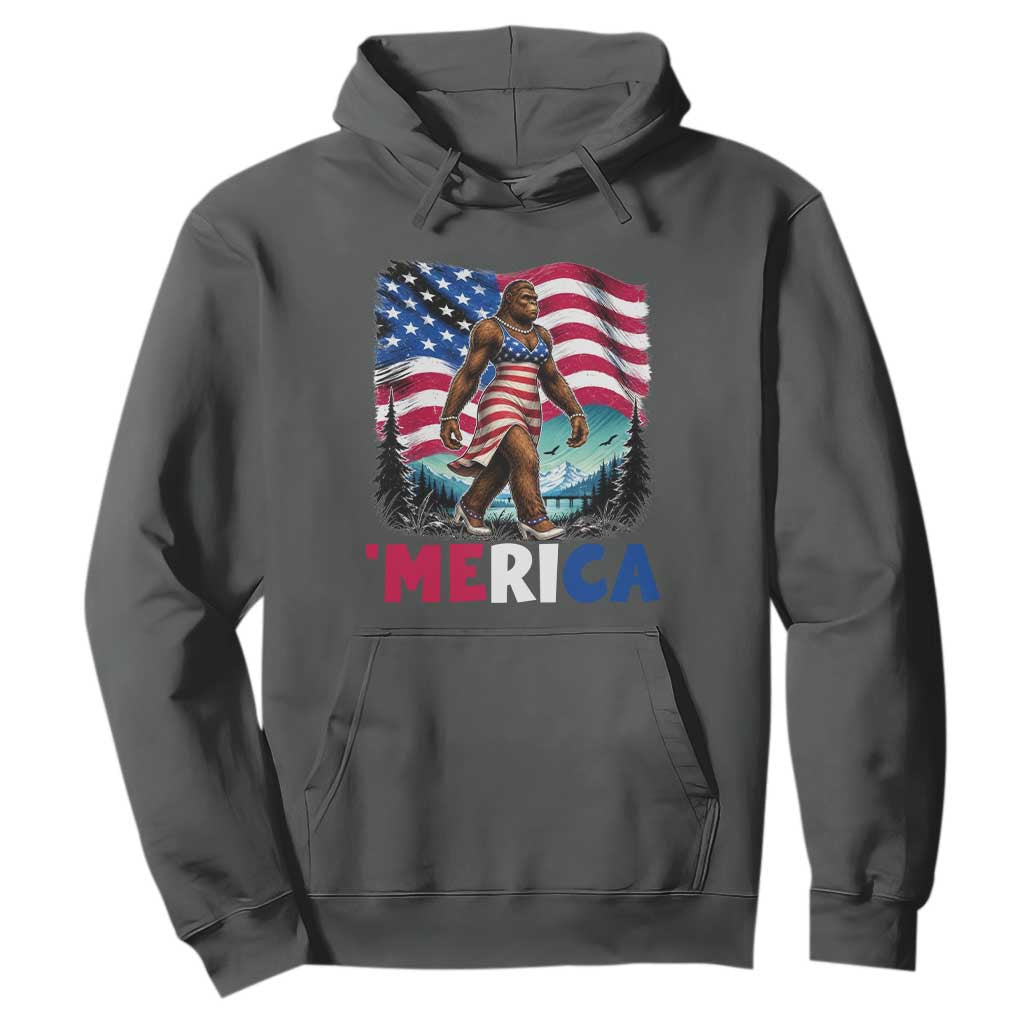 Funny Patriotic Sexy Bigfoot Hoodie Merica USA 250th Anniversary TS12 Dark Heather Print Your Wear