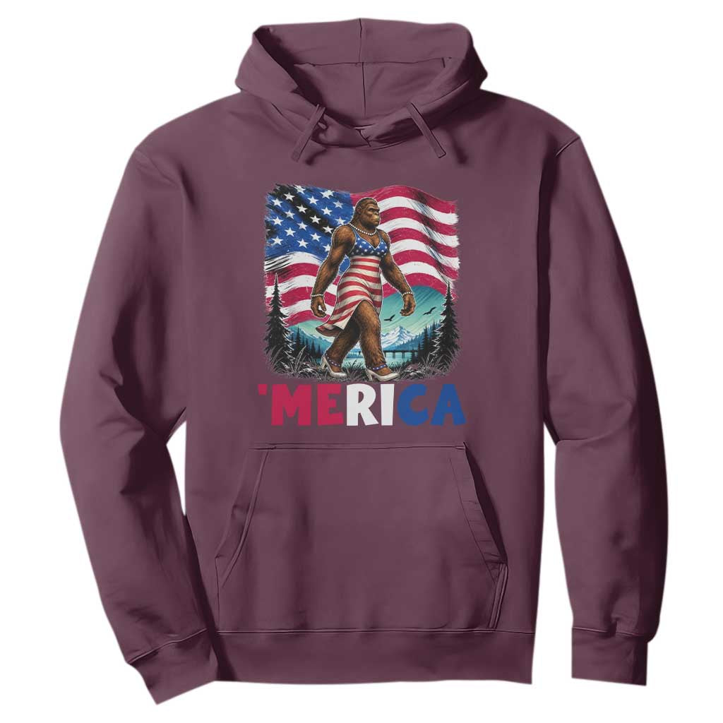 Funny Patriotic Sexy Bigfoot Hoodie Merica USA 250th Anniversary TS12 Maroon Print Your Wear