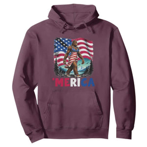 Funny Patriotic Sexy Bigfoot Hoodie Merica USA 250th Anniversary TS12 Maroon Print Your Wear