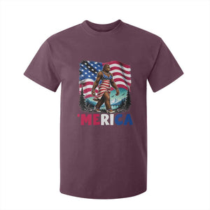 Funny Patriotic Sexy Bigfoot T Shirt For Kid Merica USA 250th Anniversary TS12 Maroon Print Your Wear