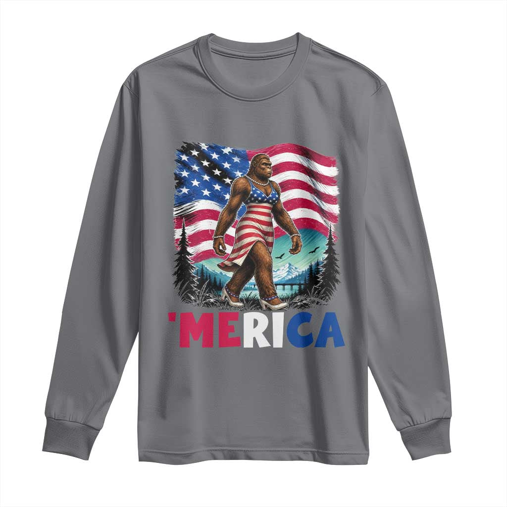 Funny Patriotic Sexy Bigfoot Long Sleeve Shirt Merica USA 250th Anniversary TS12 Charcoal Print Your Wear
