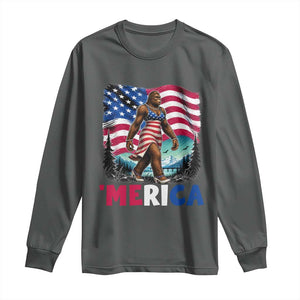 Funny Patriotic Sexy Bigfoot Long Sleeve Shirt Merica USA 250th Anniversary TS12 Dark Heather Print Your Wear