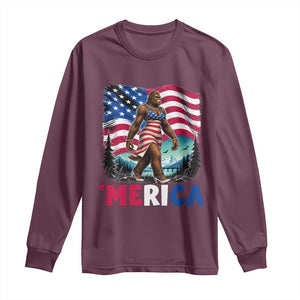 Funny Patriotic Sexy Bigfoot Long Sleeve Shirt Merica USA 250th Anniversary TS12 Maroon Print Your Wear
