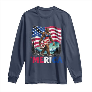 Funny Patriotic Sexy Bigfoot Long Sleeve Shirt Merica USA 250th Anniversary TS12 Navy Print Your Wear