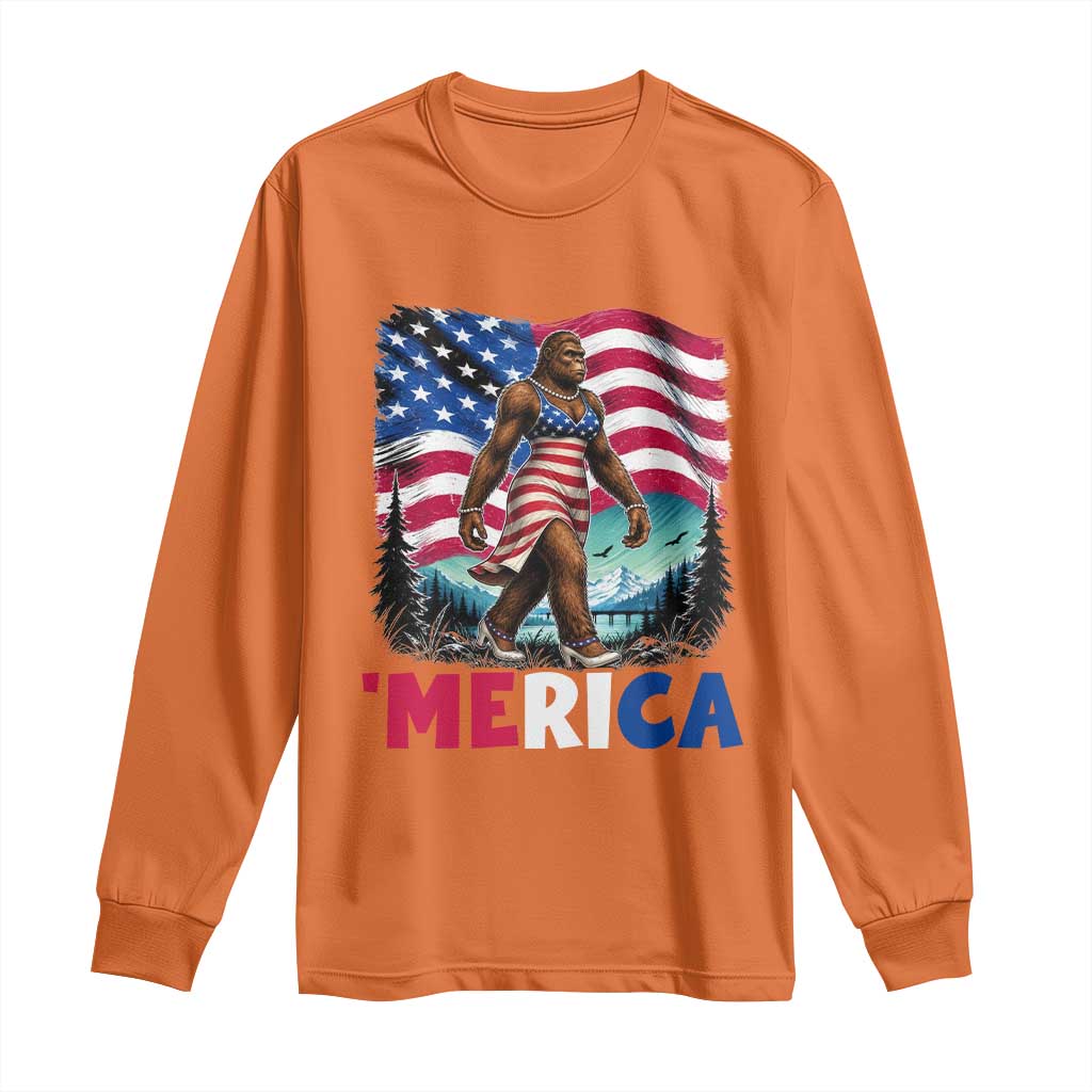 Funny Patriotic Sexy Bigfoot Long Sleeve Shirt Merica USA 250th Anniversary TS12 Orange Print Your Wear