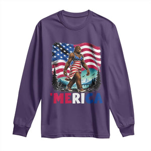 Funny Patriotic Sexy Bigfoot Long Sleeve Shirt Merica USA 250th Anniversary TS12 Purple Print Your Wear