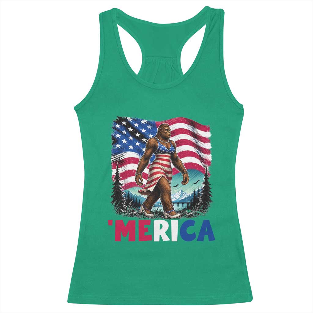 Funny Patriotic Sexy Bigfoot Racerback Tank Top Merica USA 250th Anniversary TS12 Irish Green Print Your Wear