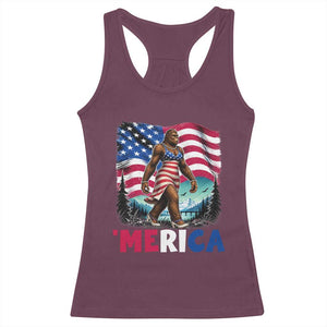Funny Patriotic Sexy Bigfoot Racerback Tank Top Merica USA 250th Anniversary TS12 Maroon Print Your Wear