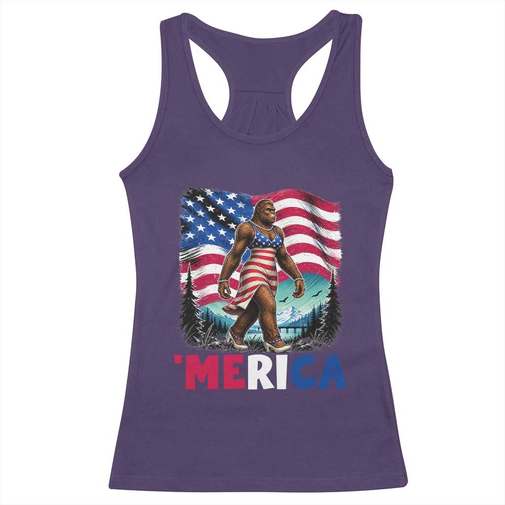 Funny Patriotic Sexy Bigfoot Racerback Tank Top Merica USA 250th Anniversary TS12 Purple Print Your Wear