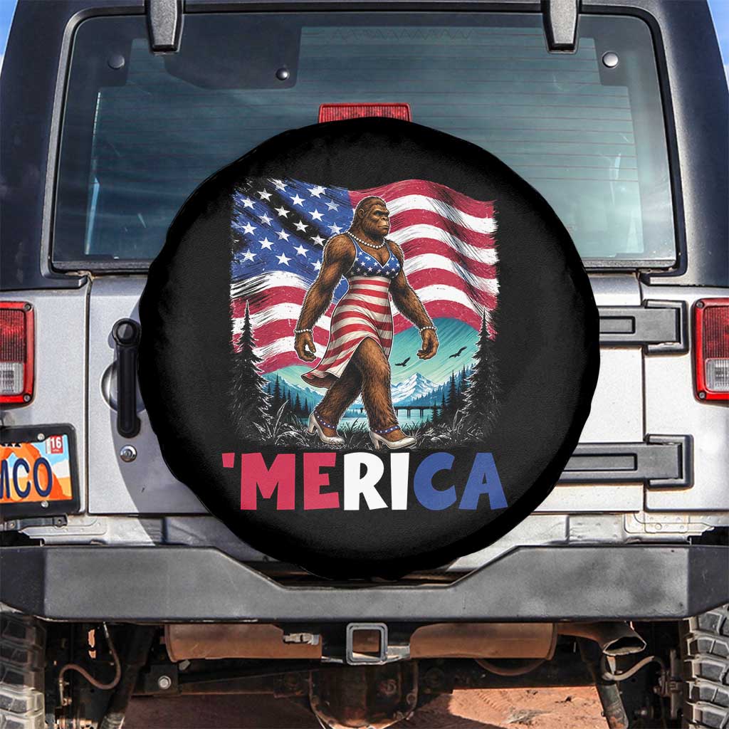 Funny Patriotic Sexy Bigfoot Spare Tire Cover Merica USA 250th Anniversary TS12 No hole Black Print Your Wear