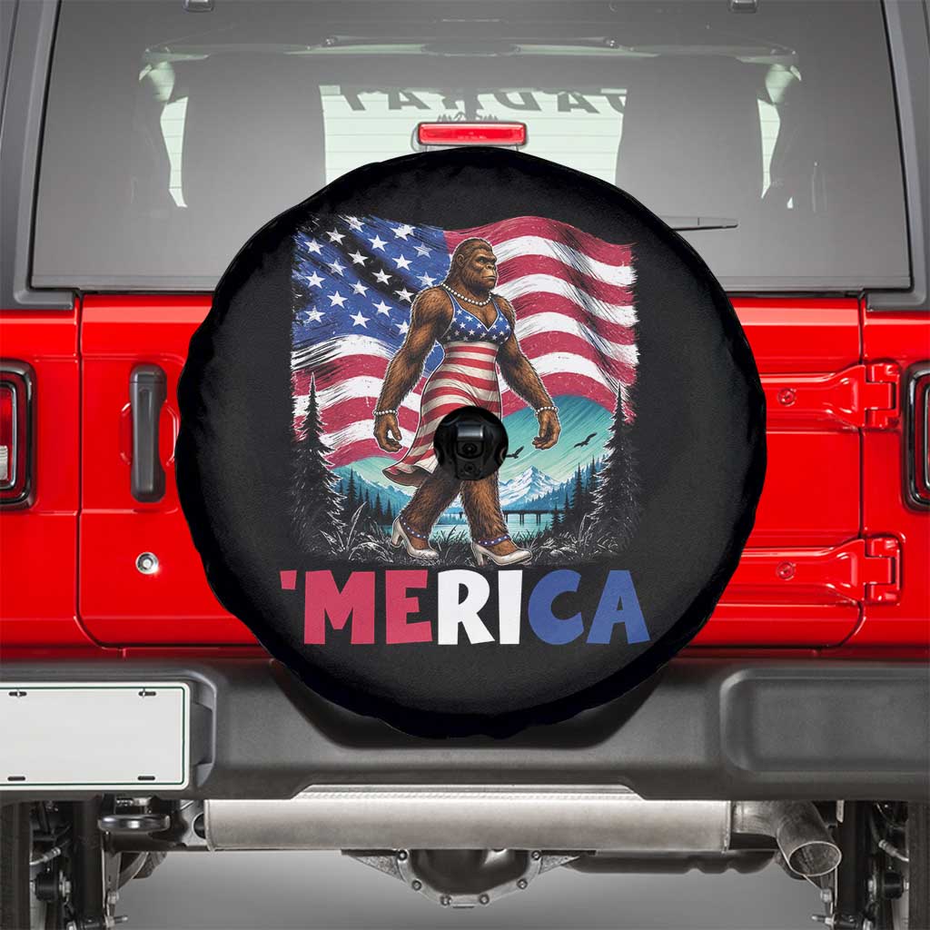 Funny Patriotic Sexy Bigfoot Spare Tire Cover Merica USA 250th Anniversary TS12 Black Print Your Wear