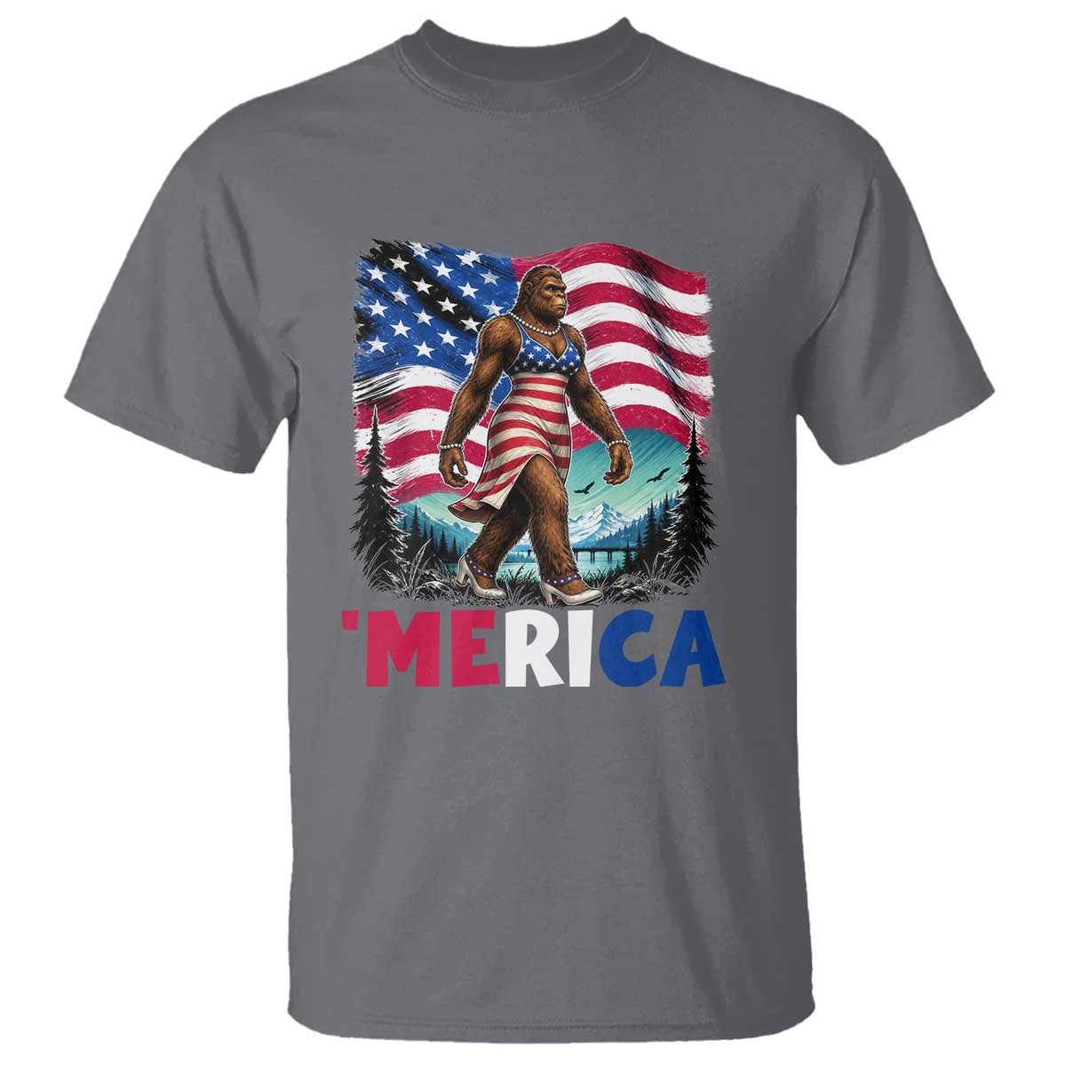 Funny Patriotic Sexy Bigfoot T Shirt Merica USA 250th Anniversary
