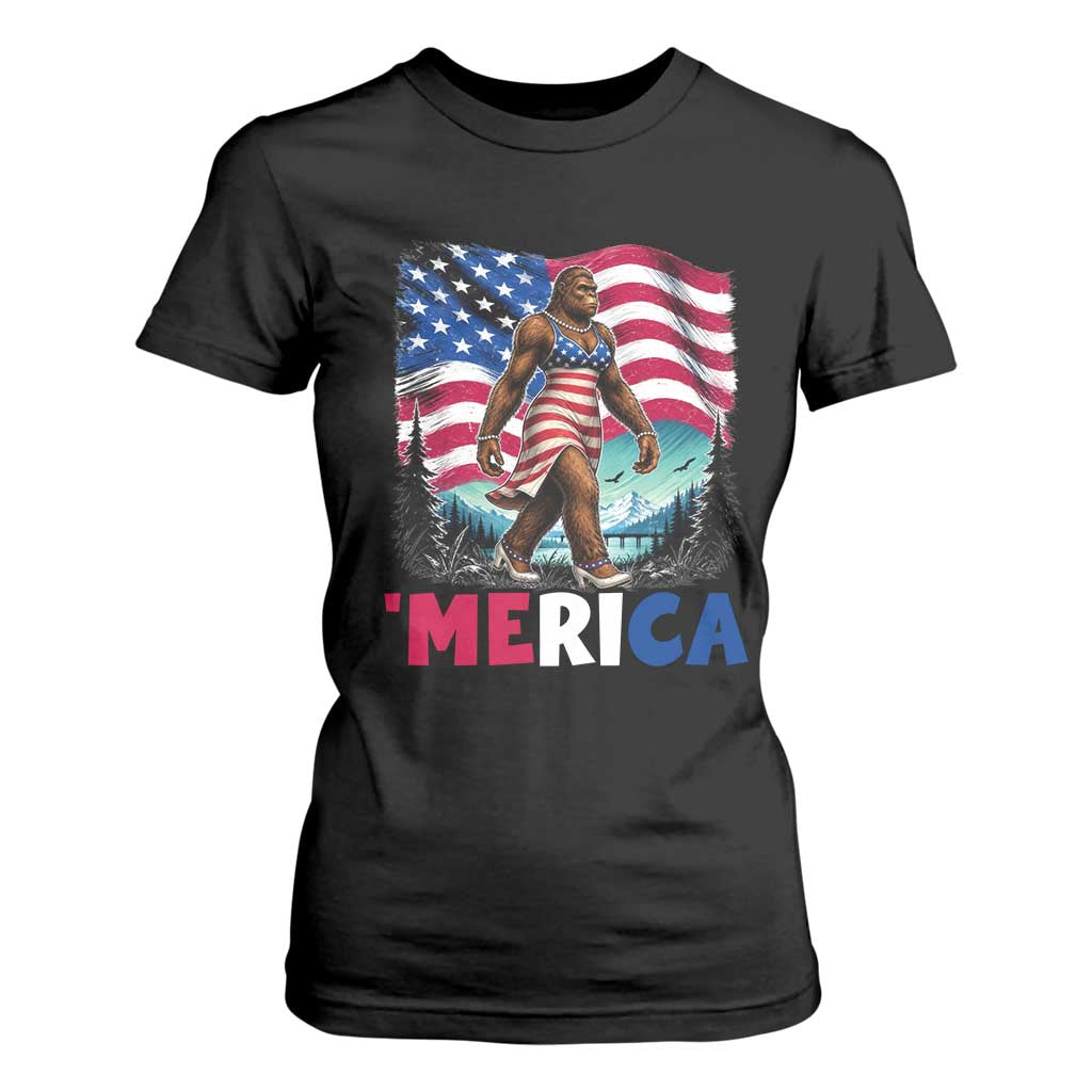 Funny Patriotic Sexy Bigfoot T Shirt For Women Merica USA 250th Anniversary TS12 Black Print Your Wear