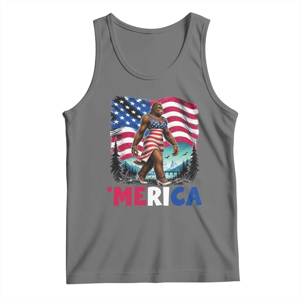 Funny Patriotic Sexy Bigfoot Tank Top Merica USA 250th Anniversary TS12 Black Heather Print Your Wear