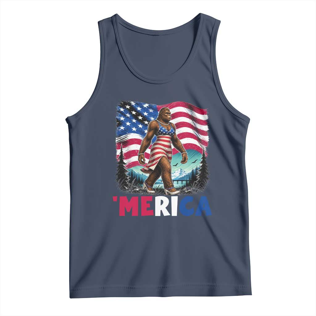 Funny Patriotic Sexy Bigfoot Tank Top Merica USA 250th Anniversary TS12 Navy Print Your Wear