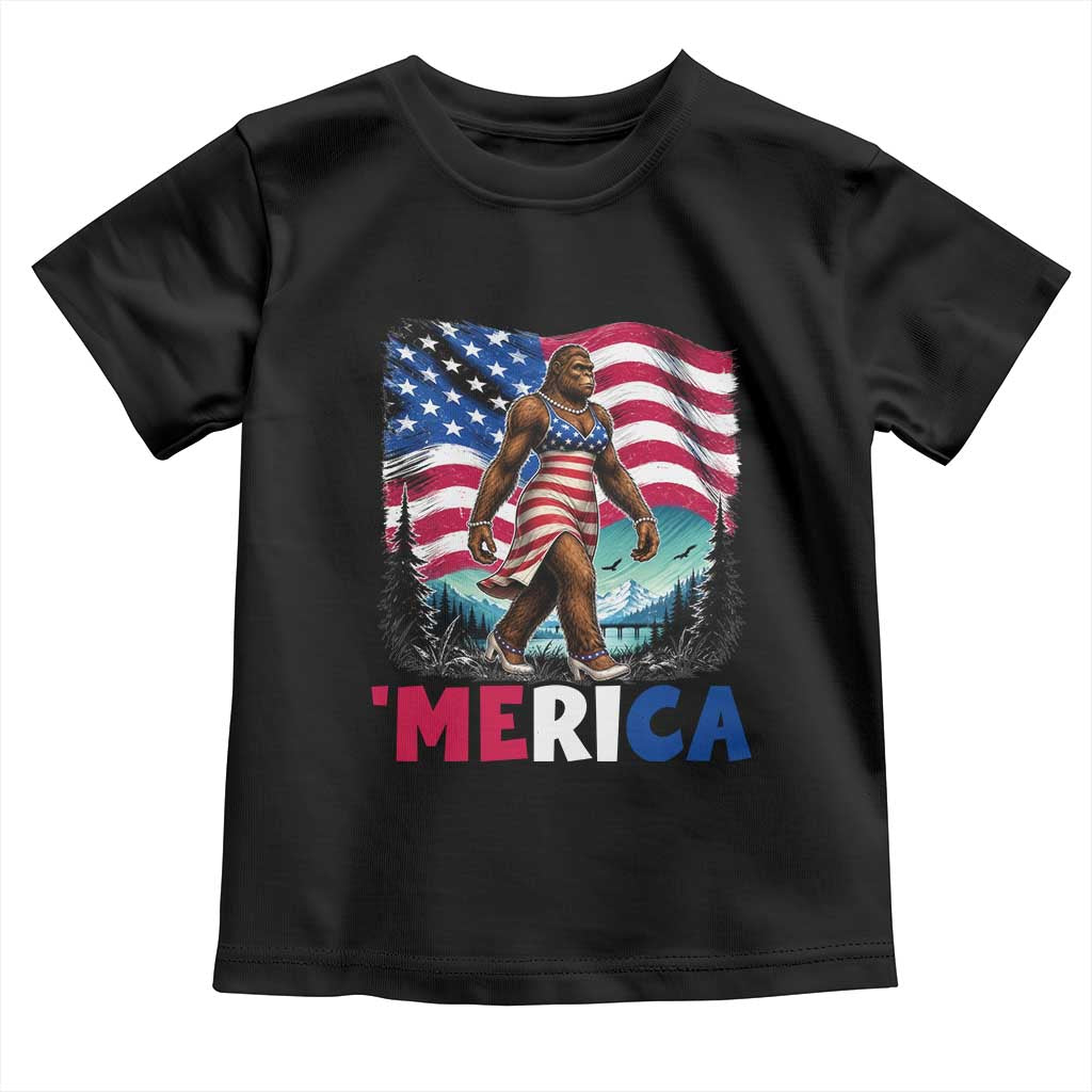 Funny Patriotic Sexy Bigfoot Toddler T Shirt Merica USA 250th Anniversary TS12 Black Print Your Wear