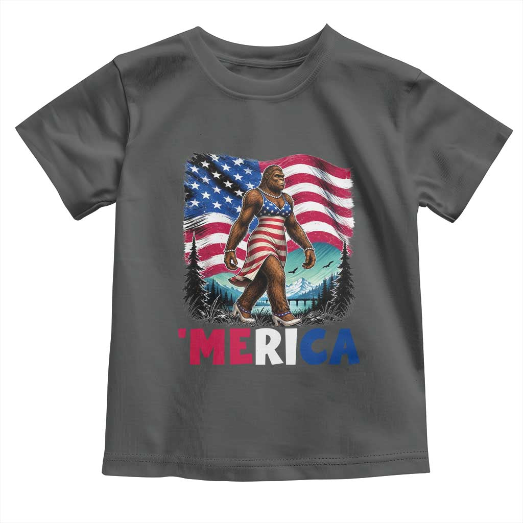 Funny Patriotic Sexy Bigfoot Toddler T Shirt Merica USA 250th Anniversary TS12 Dark Heather Print Your Wear