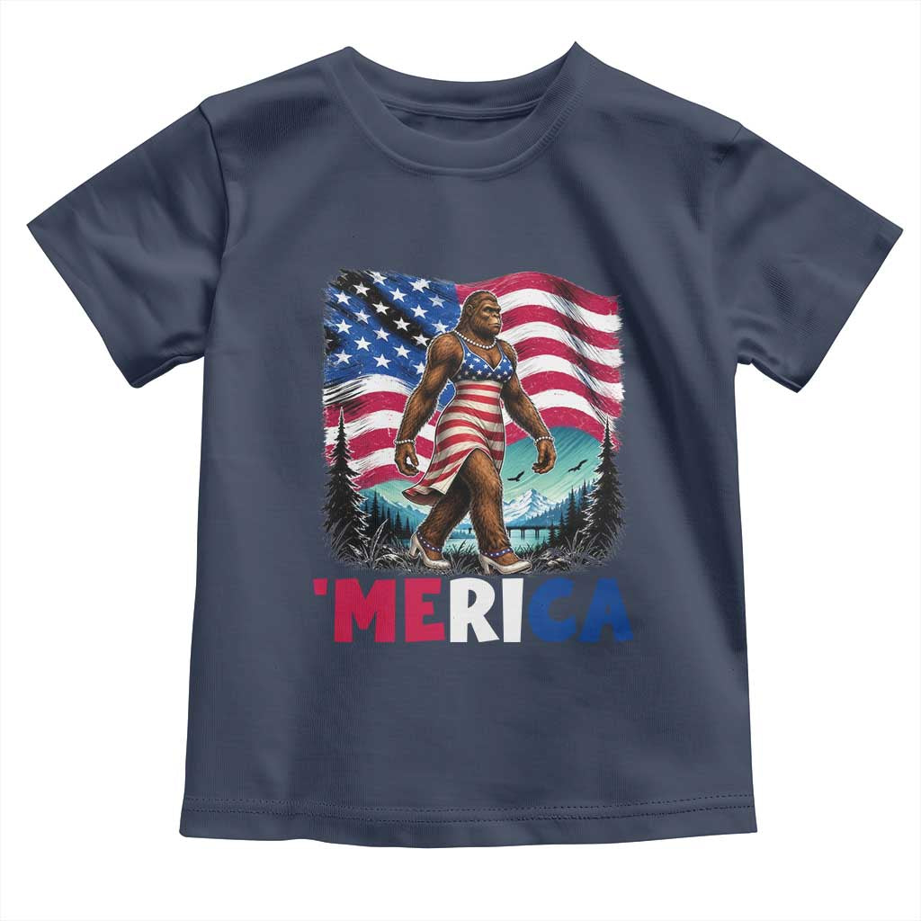 Funny Patriotic Sexy Bigfoot Toddler T Shirt Merica USA 250th Anniversary TS12 Navy Print Your Wear