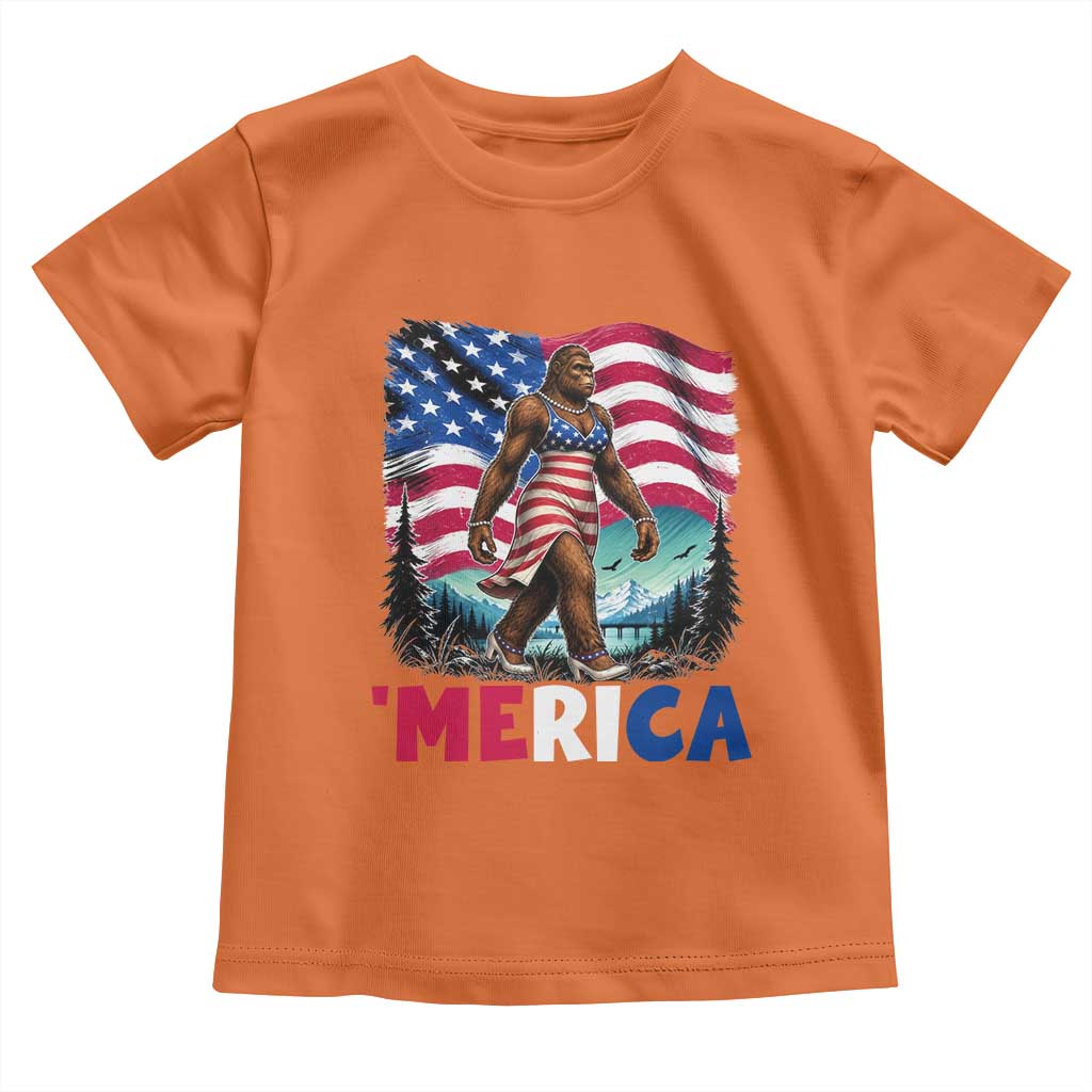 Funny Patriotic Sexy Bigfoot Toddler T Shirt Merica USA 250th Anniversary TS12 Orange Print Your Wear