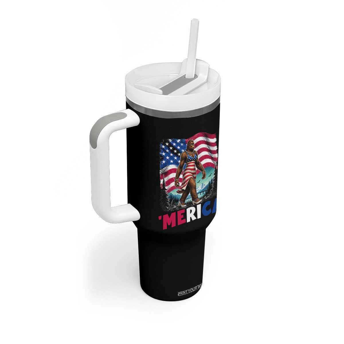Funny Patriotic Sexy Bigfoot Tumbler With Handle Merica USA 250th Anniversary TS12 Print Your Wear