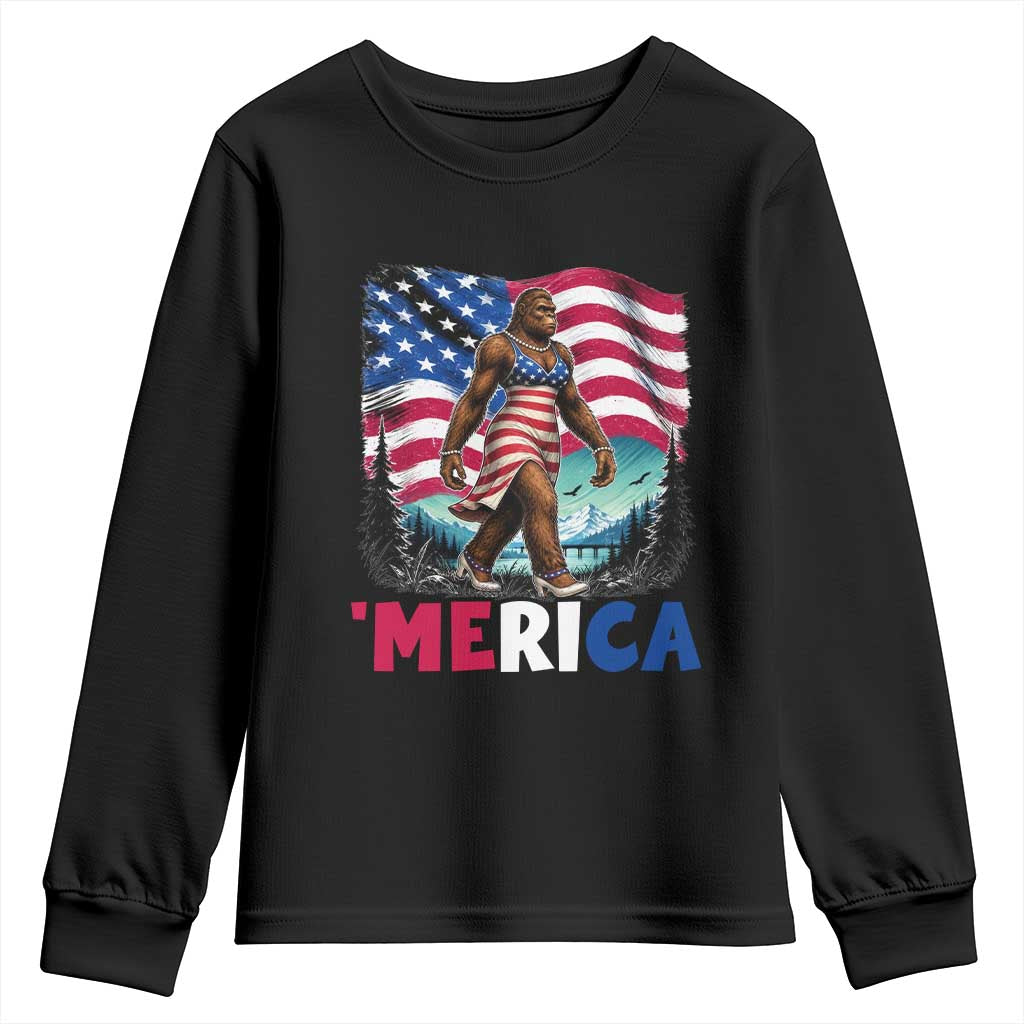 Funny Patriotic Sexy Bigfoot Youth Sweatshirt Merica USA 250th Anniversary TS12 Black Print Your Wear