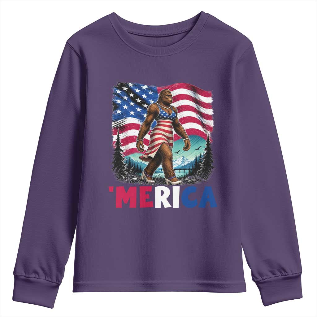 Funny Patriotic Sexy Bigfoot Youth Sweatshirt Merica USA 250th Anniversary TS12 Purple Print Your Wear