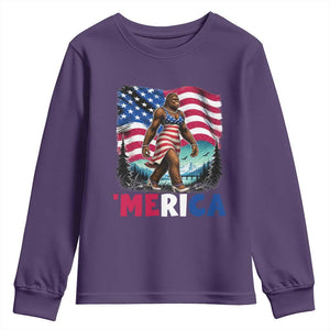Funny Patriotic Sexy Bigfoot Youth Sweatshirt Merica USA 250th Anniversary TS12 Purple Print Your Wear