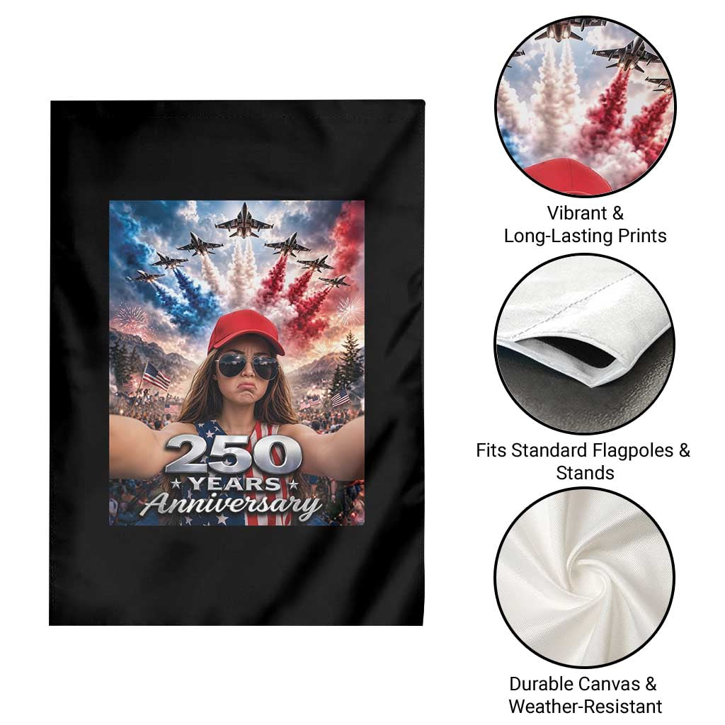Funny Doll Face Meme 4th Of July Garden Flag USA Freedom Jet Fighter Graphic
