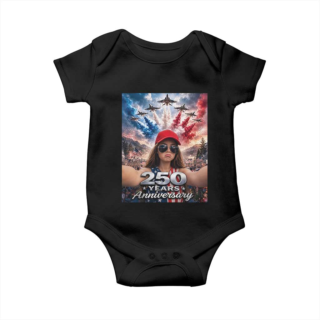 Funny Doll Face Meme 4th Of July Baby Onesie USA Freedom Jet Fighter Graphic