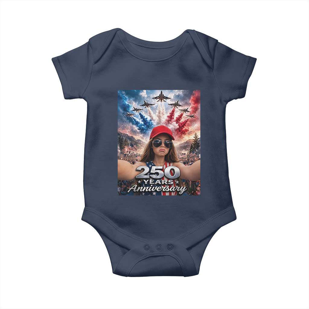 Funny Doll Face Meme 4th Of July Baby Onesie USA Freedom Jet Fighter Graphic