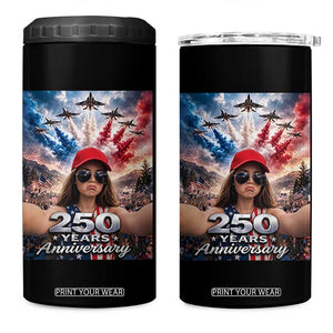 Funny Doll Face Meme 4th Of July 4 in 1 Can Cooler Tumbler USA Freedom Jet Fighter Graphic
