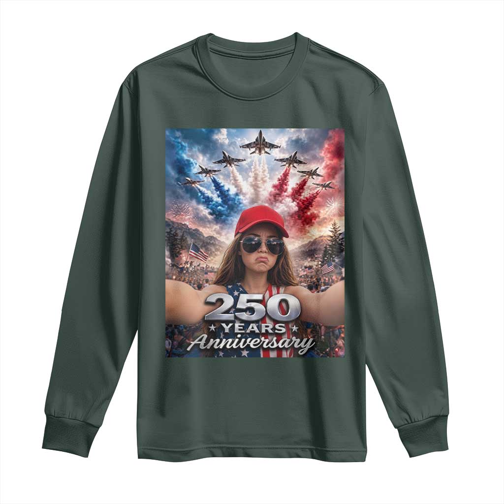 Funny Doll Face Meme 4th Of July Long Sleeve Shirt USA Freedom Jet Fighter Graphic