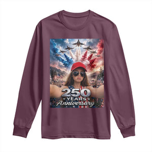 Funny Doll Face Meme 4th Of July Long Sleeve Shirt USA Freedom Jet Fighter Graphic