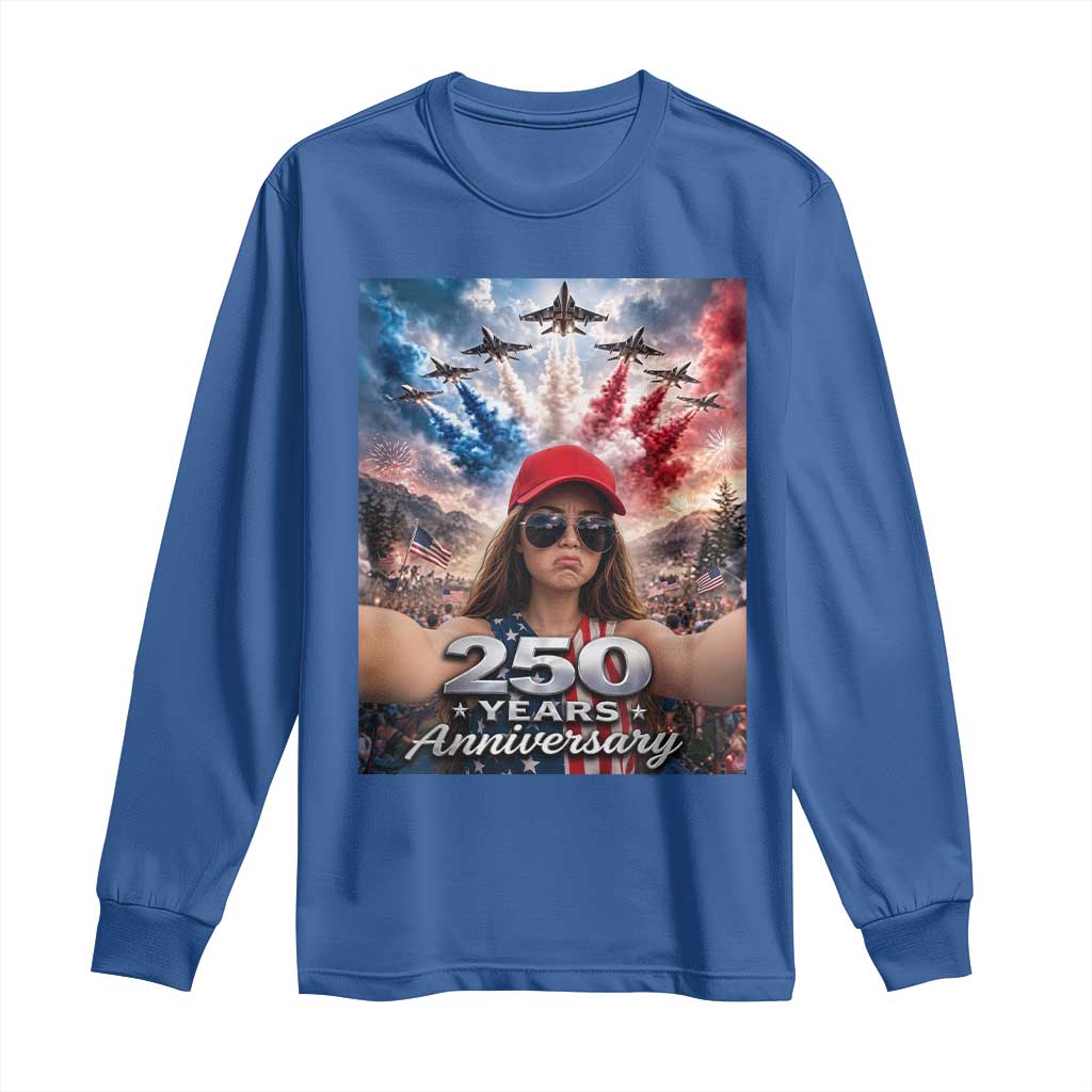 Funny Doll Face Meme 4th Of July Long Sleeve Shirt USA Freedom Jet Fighter Graphic