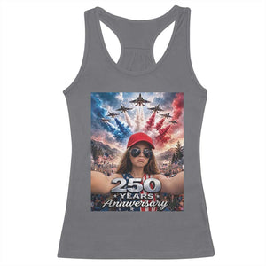 Funny Doll Face Meme 4th Of July Racerback Tank Top USA Freedom Jet Fighter Graphic