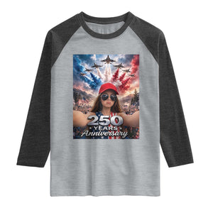 Funny Doll Face Meme 4th Of July Raglan Shirt USA Freedom Jet Fighter Graphic