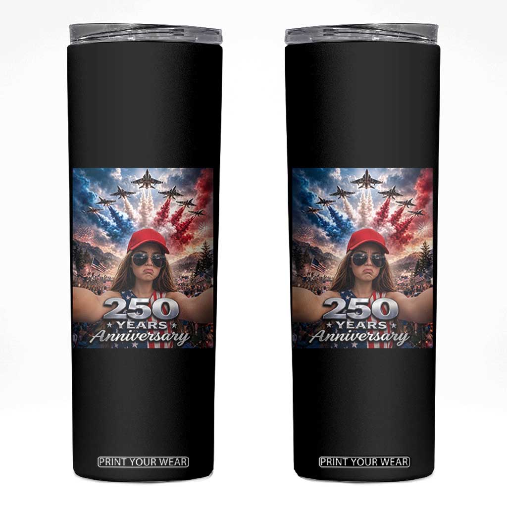 Funny Doll Face Meme 4th Of July Skinny Tumbler USA Freedom Jet Fighter Graphic