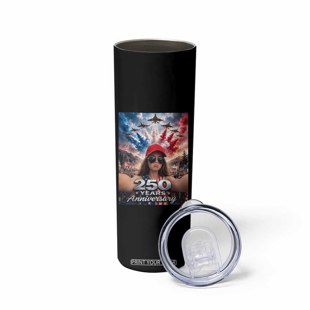 Funny Doll Face Meme 4th Of July Skinny Tumbler USA Freedom Jet Fighter Graphic