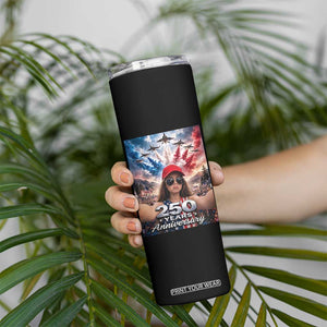Funny Doll Face Meme 4th Of July Skinny Tumbler USA Freedom Jet Fighter Graphic