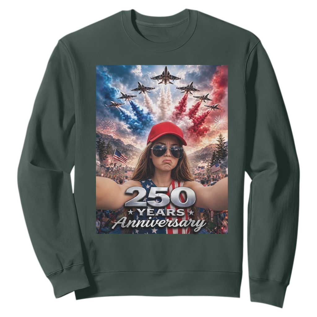 Funny Doll Face Meme 4th Of July Sweatshirt USA Freedom Jet Fighter Graphic
