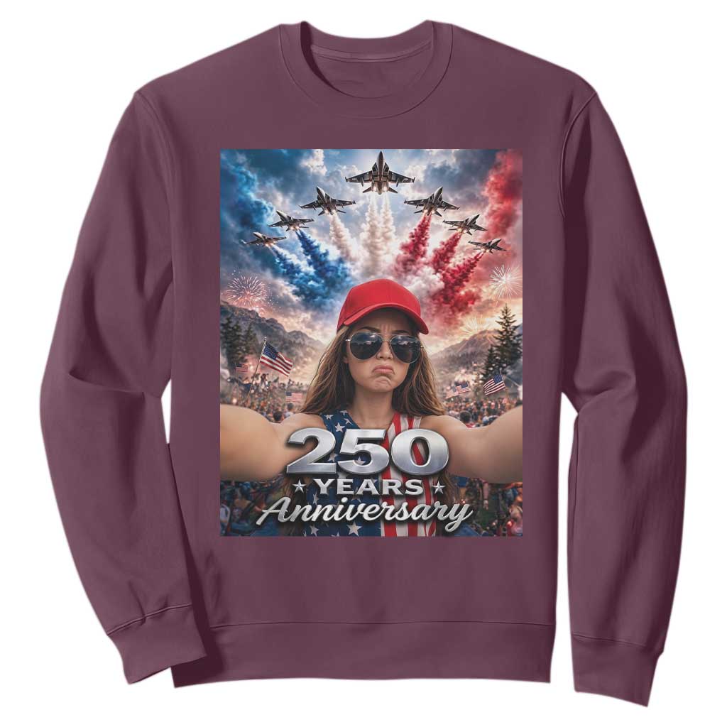 Funny Doll Face Meme 4th Of July Sweatshirt USA Freedom Jet Fighter Graphic