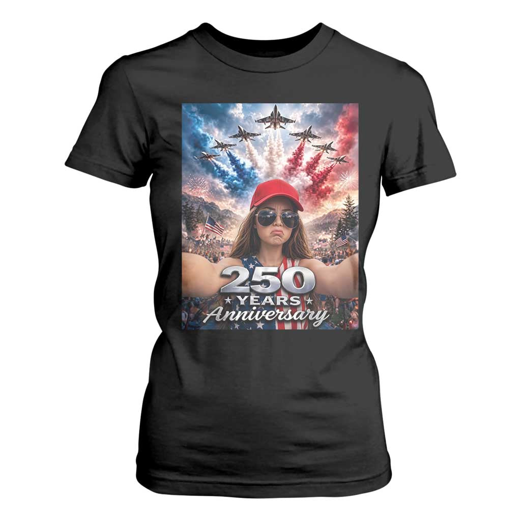 Funny Doll Face Meme 4th Of July T Shirt For Women USA Freedom Jet Fighter Graphic