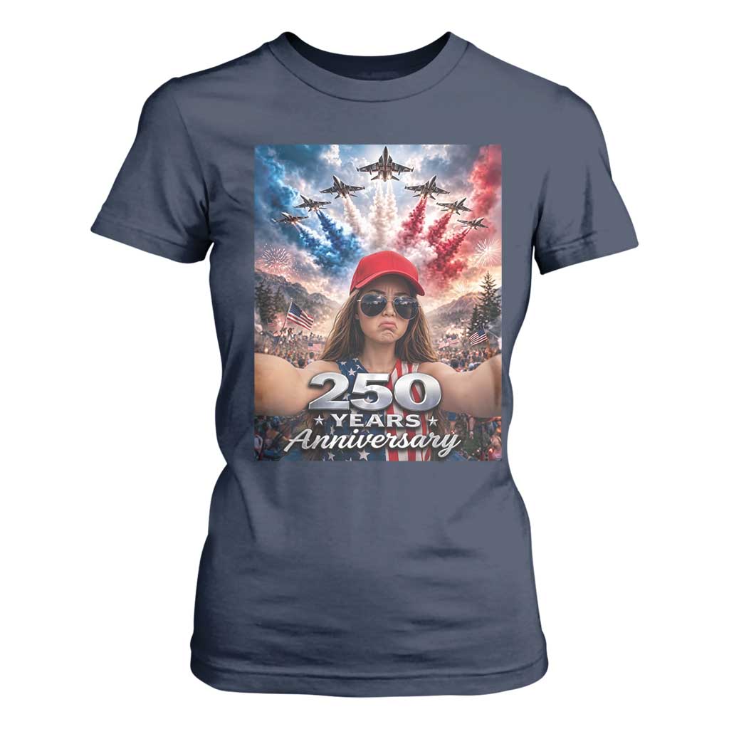 Funny Doll Face Meme 4th Of July T Shirt For Women USA Freedom Jet Fighter Graphic