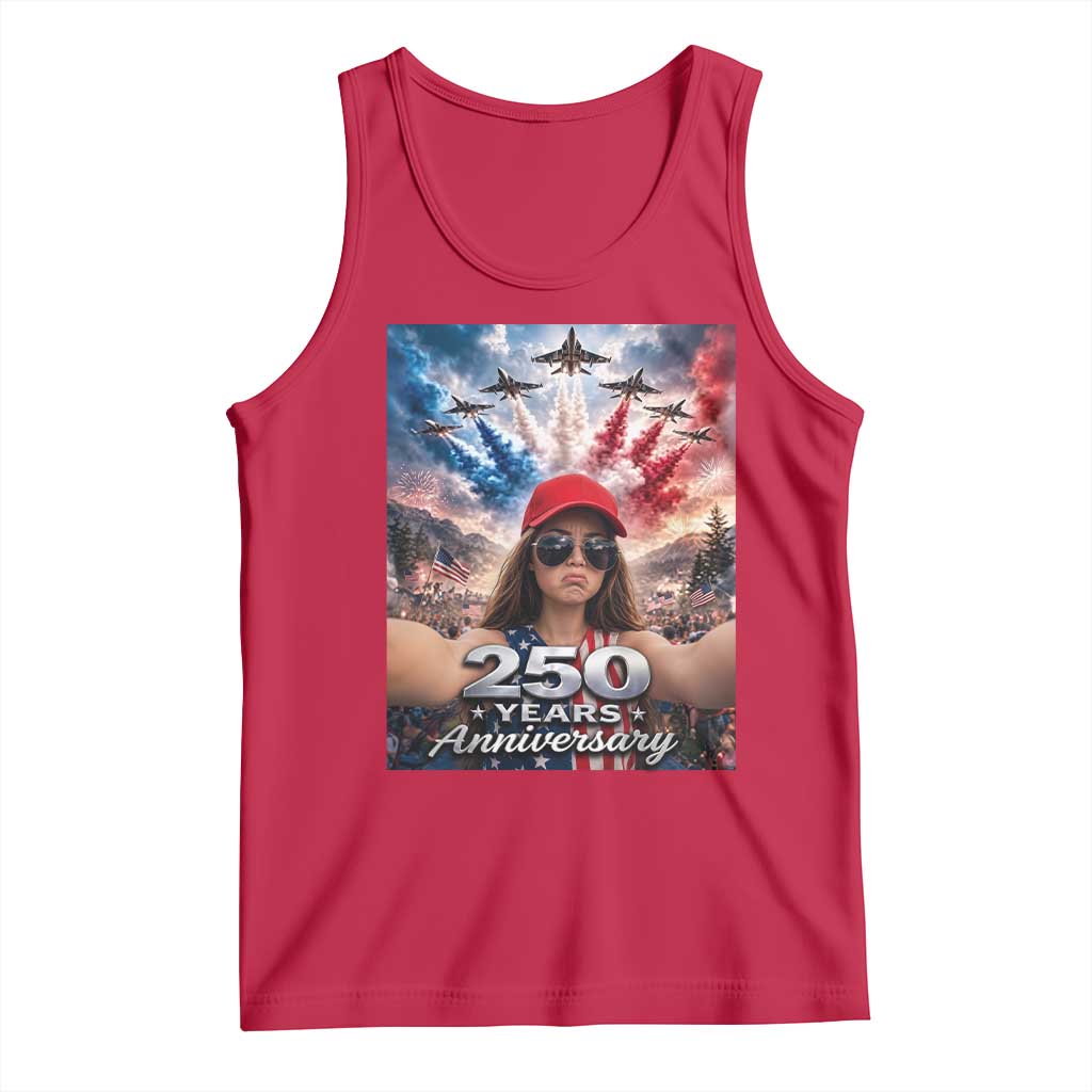 Funny Doll Face Meme 4th Of July Tank Top USA Freedom Jet Fighter Graphic