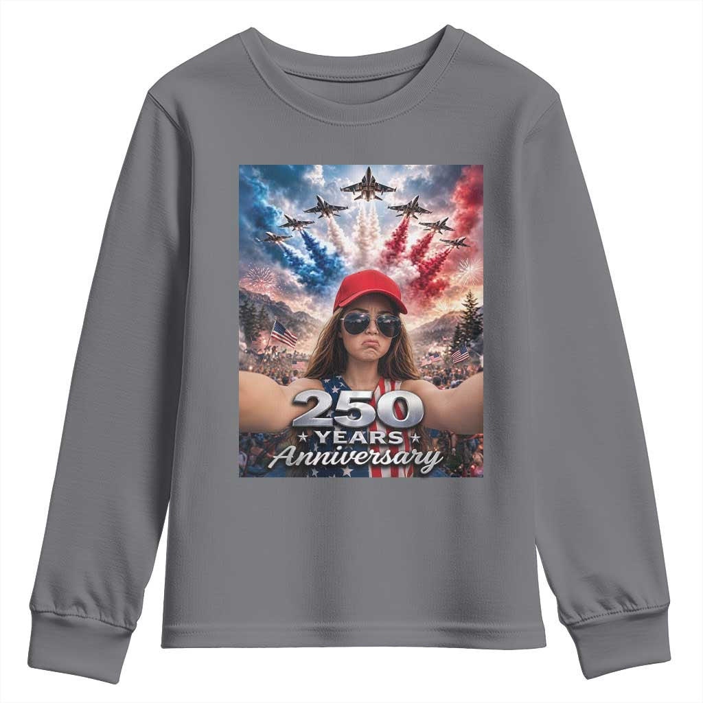 Funny Doll Face Meme 4th Of July Youth Sweatshirt USA Freedom Jet Fighter Graphic