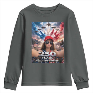 Funny Doll Face Meme 4th Of July Youth Sweatshirt USA Freedom Jet Fighter Graphic