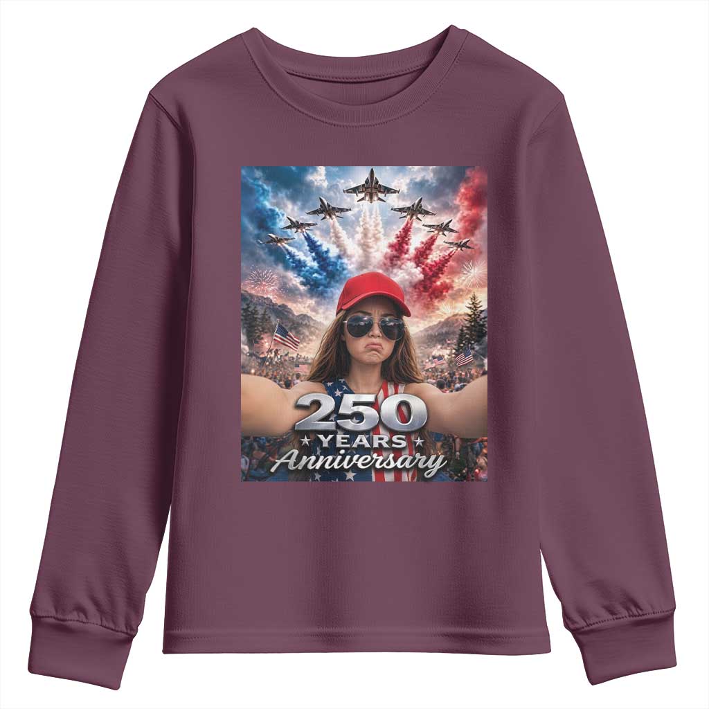 Funny Doll Face Meme 4th Of July Youth Sweatshirt USA Freedom Jet Fighter Graphic