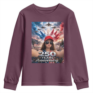 Funny Doll Face Meme 4th Of July Youth Sweatshirt USA Freedom Jet Fighter Graphic