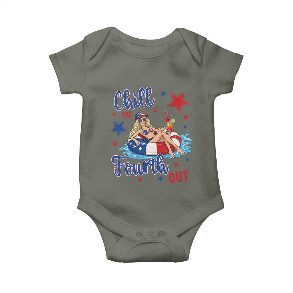 Funny Doll Face Meme 4th Of July Baby Onesie Chill The Fourth Out TS12 Military Green Print Your Wear