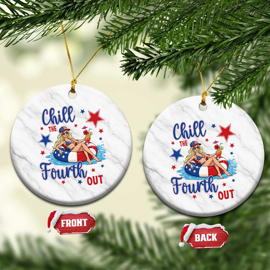 Funny Doll Face Meme 4th Of July Ceramic Ornament Chill The Fourth Out TS12 1pc White Marble Print Your Wear